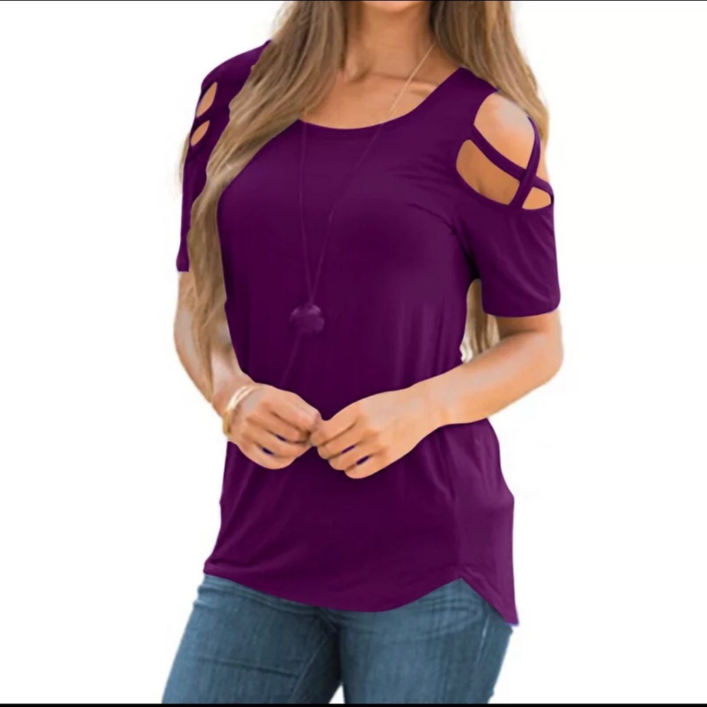 Purple - New Style Fashion Short Sleeve O-Neck